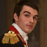 Corey Mylchreest en el papel de Rey George III (joven)